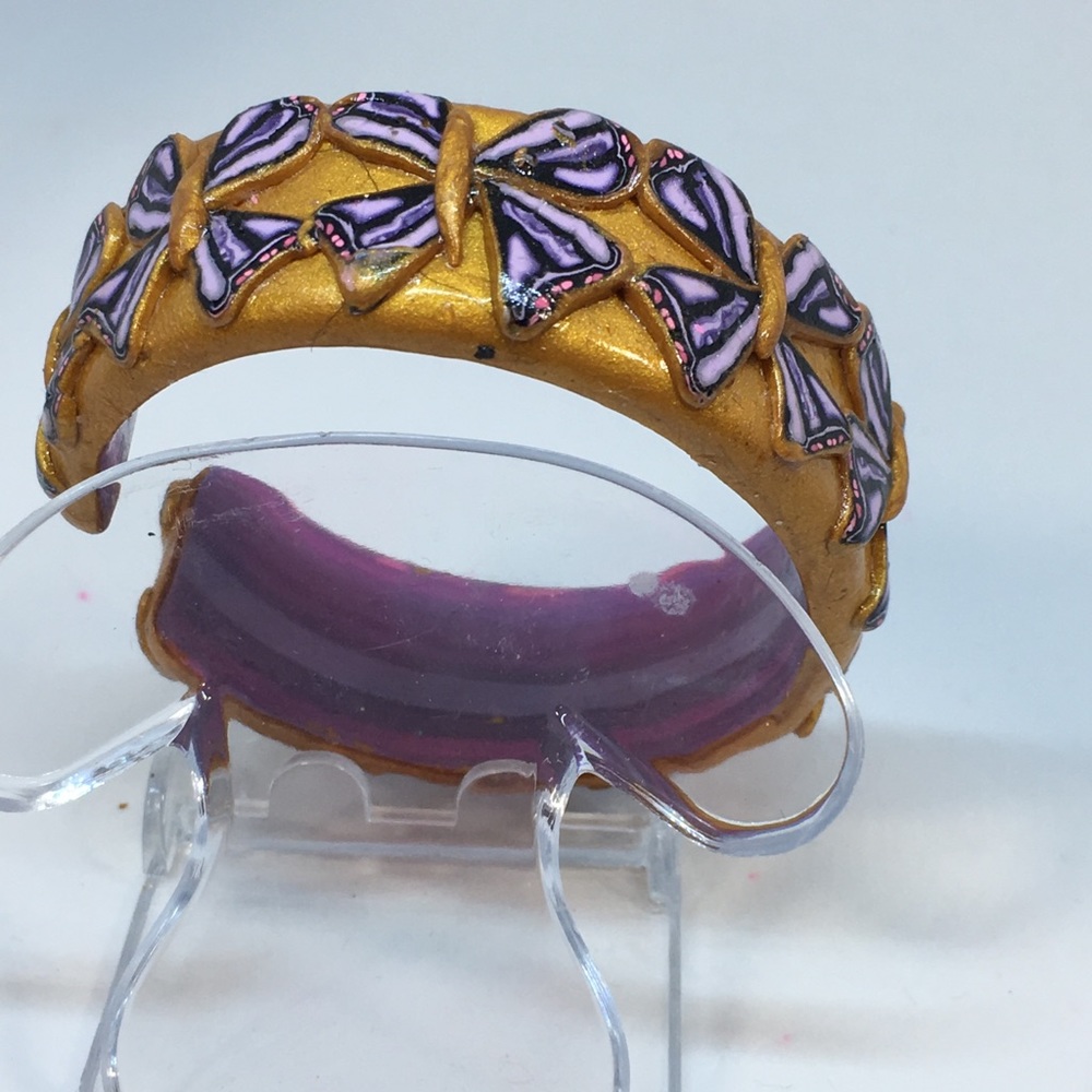 Handmade Polymer Clay Bracelet, Handmade Jewelry, Bangle Bracelet - Picture 4 of 5